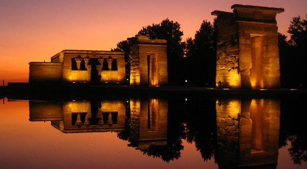 Sunset at Temple Debod in Madrid