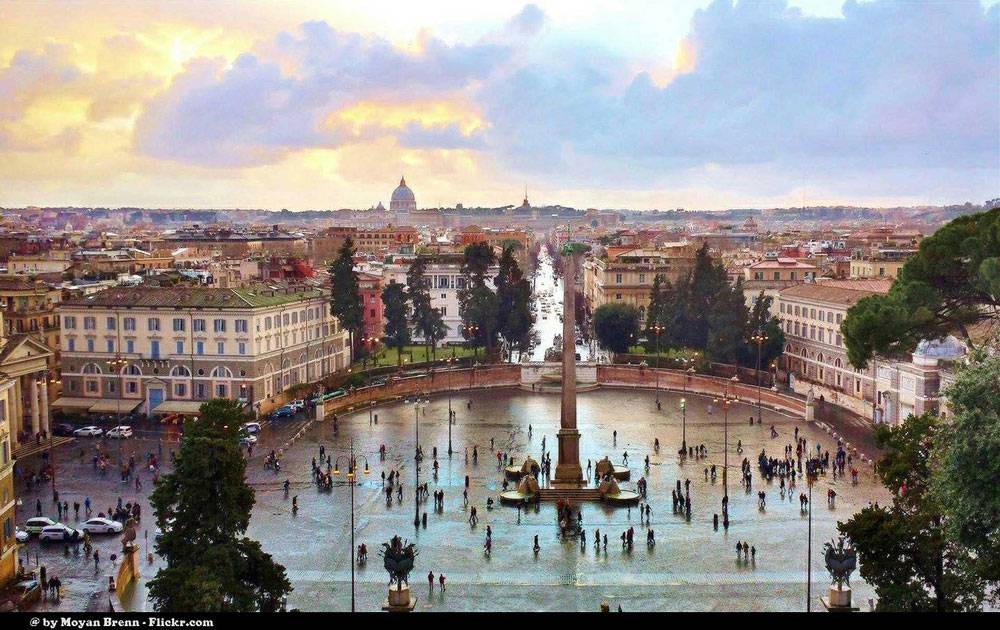 View of open square in Rome, Italy in daylight​