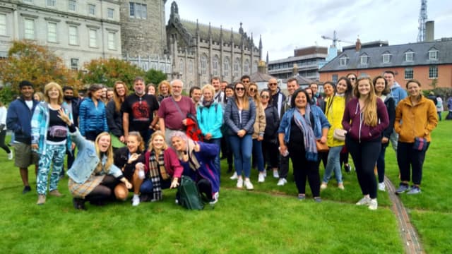 Dublin free tour group in Dublin Castle gardens